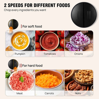 2L Electric Meat Grinder Food Chopper stainless-steel blades Small Food Processor
