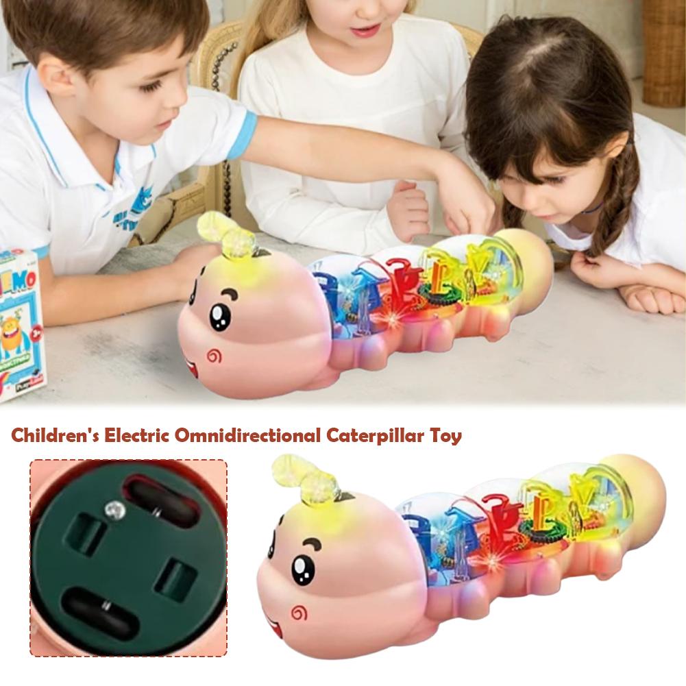 Baby Crawling Caterpillar Toy With Lighting Music Automatic Steering Letter Number Design Cute Interactive Early Education Toy