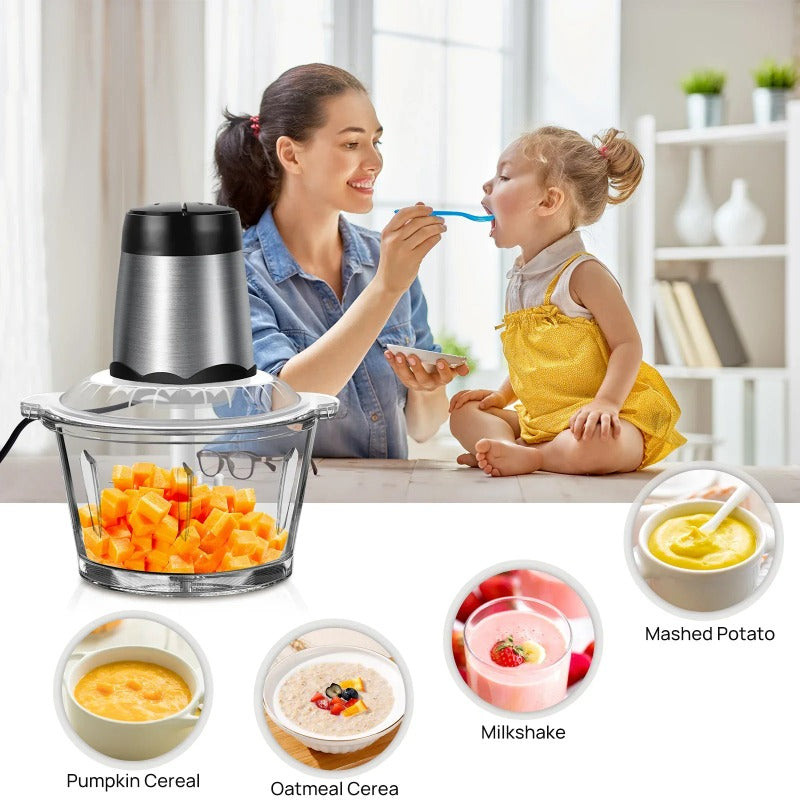 2L Electric Meat Grinder Food Chopper stainless-steel blades Small Food Processor
