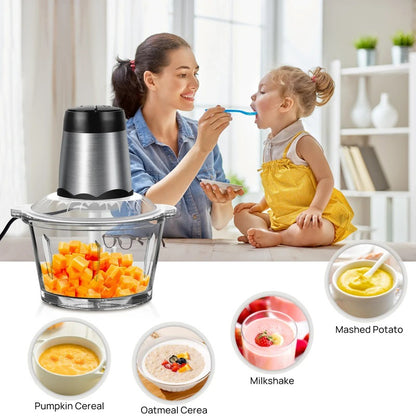 2L Electric Meat Grinder Food Chopper stainless-steel blades Small Food Processor