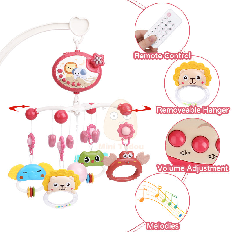 Baby Crib Mobile Rattle Toy For 0-12 Months Infant Rotating Musical Projector Night Light Bed Bell Educational For Newborn Gift