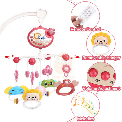 Baby Crib Mobile Rattle Toy For 0-12 Months Infant Rotating Musical Projector Night Light Bed Bell Educational For Newborn Gift