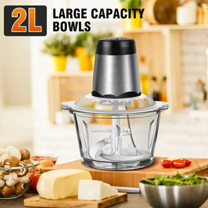 2L Electric Meat Grinder Food Chopper stainless-steel blades Small Food Processor