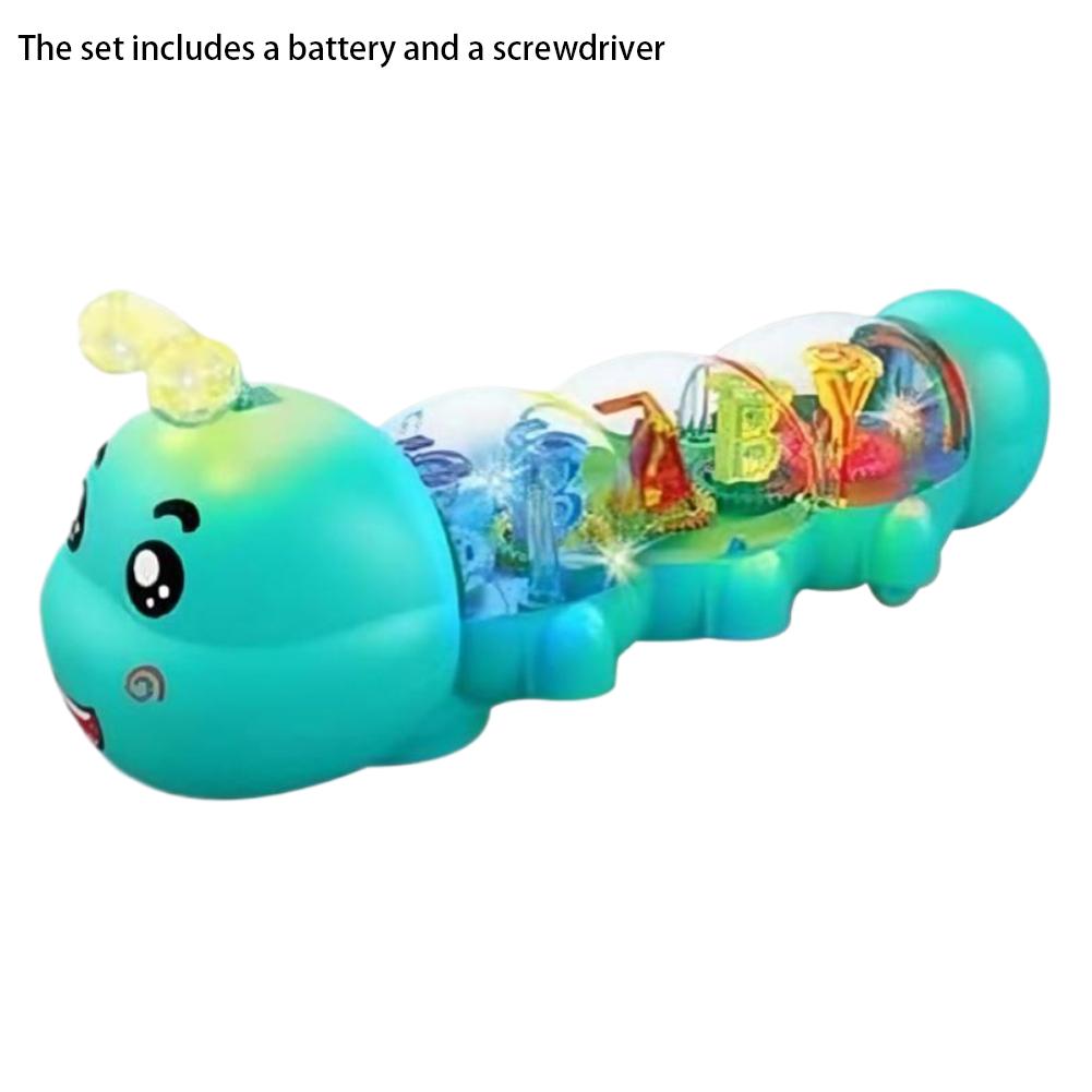 Baby Crawling Caterpillar Toy With Lighting Music Automatic Steering Letter Number Design Cute Interactive Early Education Toy