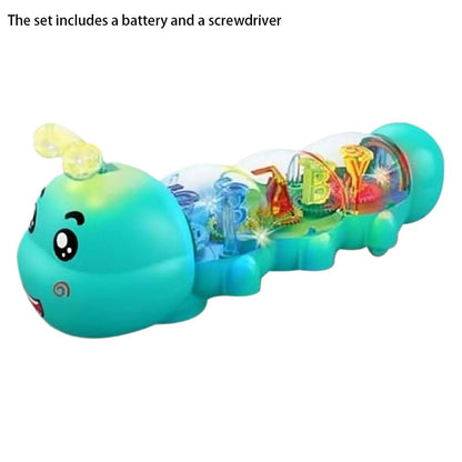 Baby Crawling Caterpillar Toy With Lighting Music Automatic Steering Letter Number Design Cute Interactive Early Education Toy