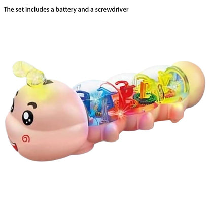 Baby Crawling Caterpillar Toy With Lighting Music Automatic Steering Letter Number Design Cute Interactive Early Education Toy