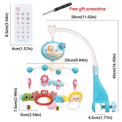 Baby Crib Mobile Rattle Toy For 0-12 Months Infant Rotating Musical Projector Night Light Bed Bell Educational For Newborn Gift