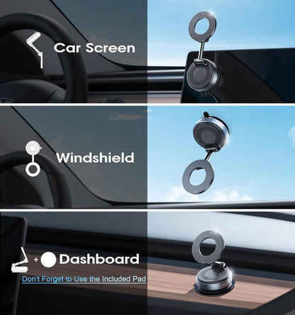 Folding Strong Magnet Magnetic Phone Holder 360° Rotation Desk Car Vacuum Suction Windshield Dashboard Mobile Holder