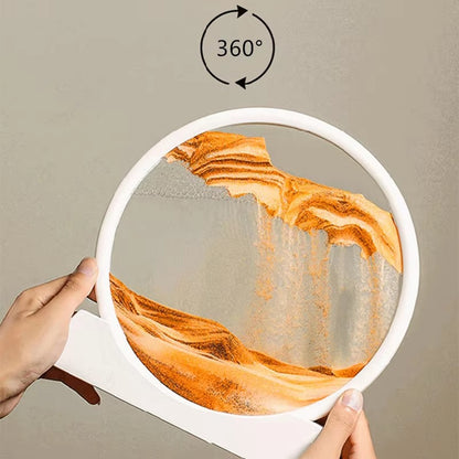 12 Inch 3D Moving Sand Art Picture Round Glass Ocean Sandscape Hourglass Quicksand Craft Flowing Sand Painting Home Decor